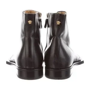 Versace | Shoes | Versace Black Leather Ankle Boots Size  display picture 1